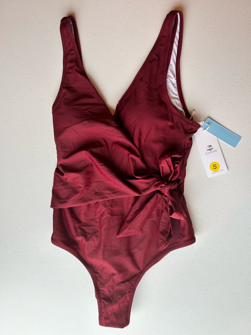 NWT Cupshe Burgundy Wrap One-Piece Swimsuit - Small